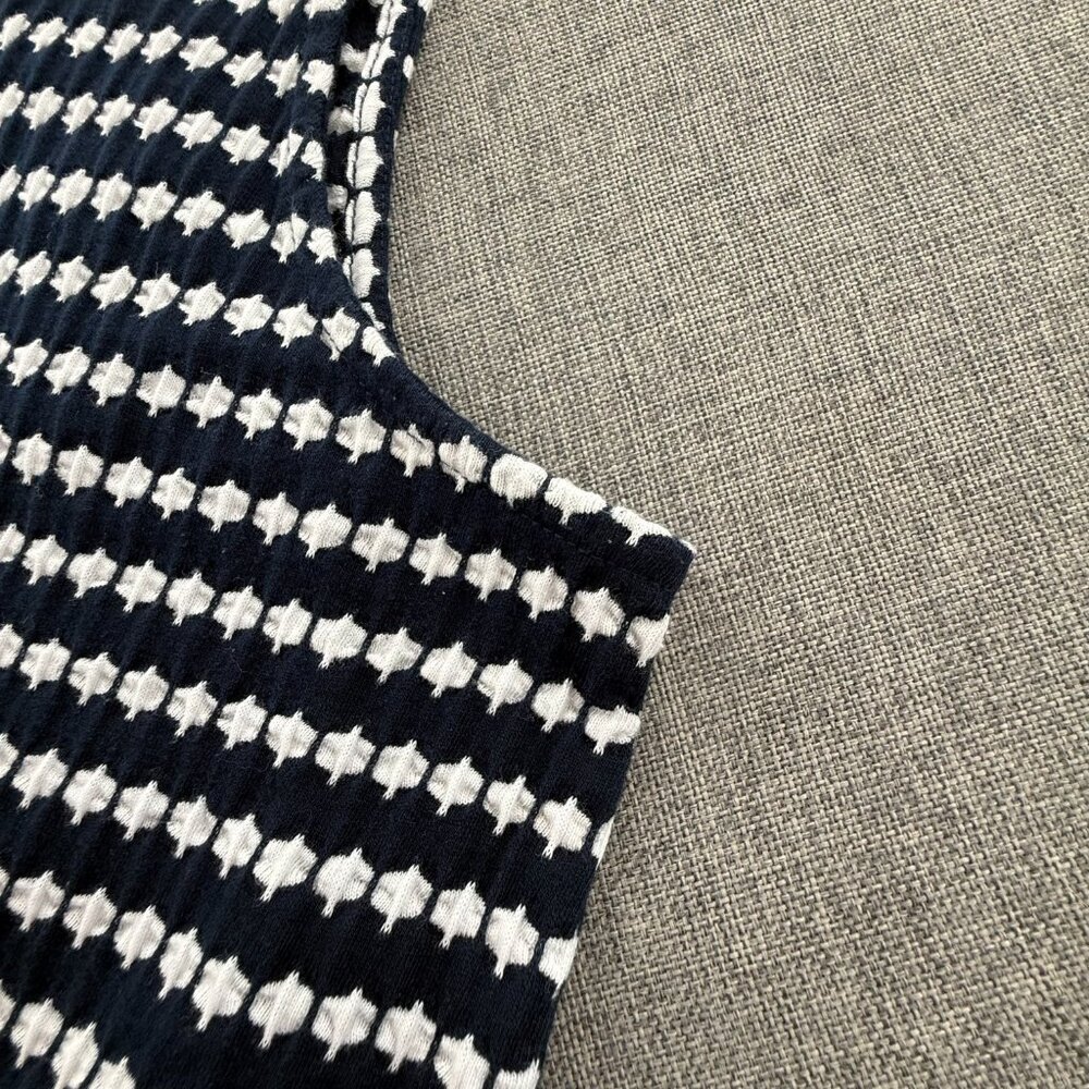 LOFT Jacquard swing Dress V-Neck Sleeveless Navy & White Large Cotton Blend - Picture 11 of 14
